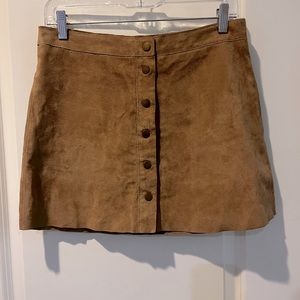 Pimkie Tan Suede Mini Skirt 3 Snap Front Size M